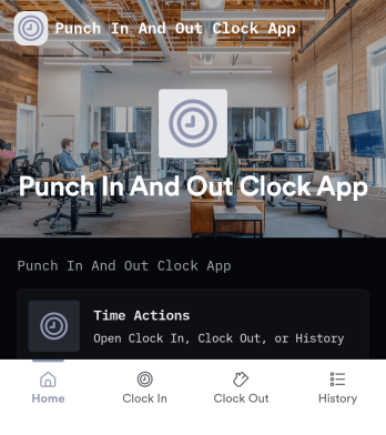 Punch in and Out Clock App Template