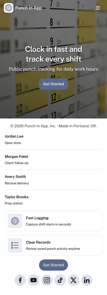 Punch In App Template