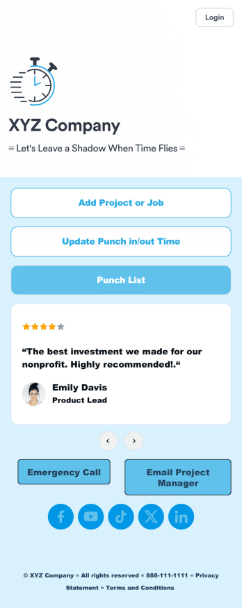 Customizable Punch In Out Timesheet App