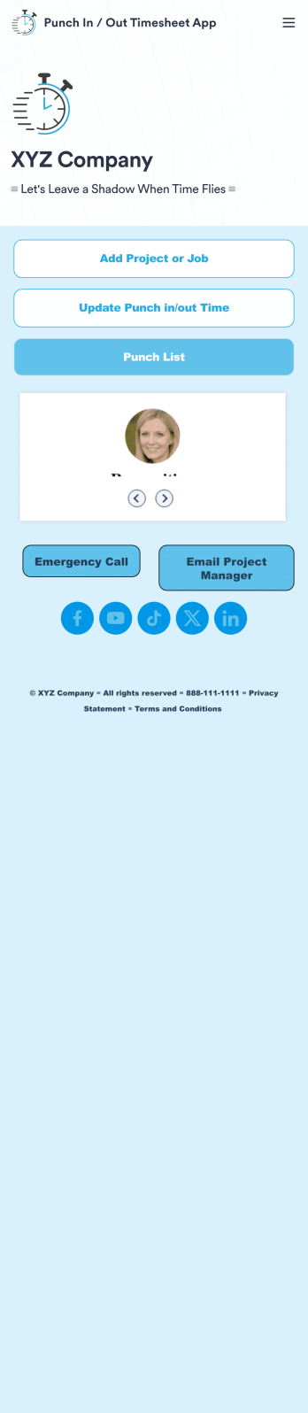Customizable Punch In Out Timesheet App