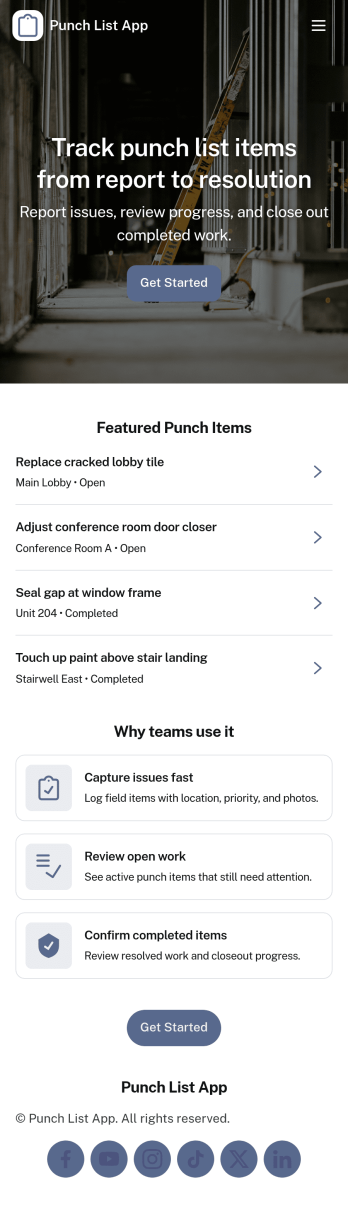 Punch List App Template