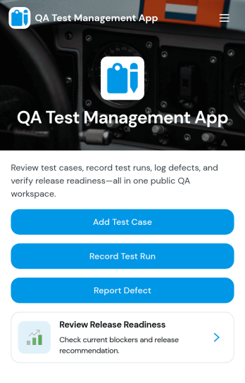QA Test Management App Template