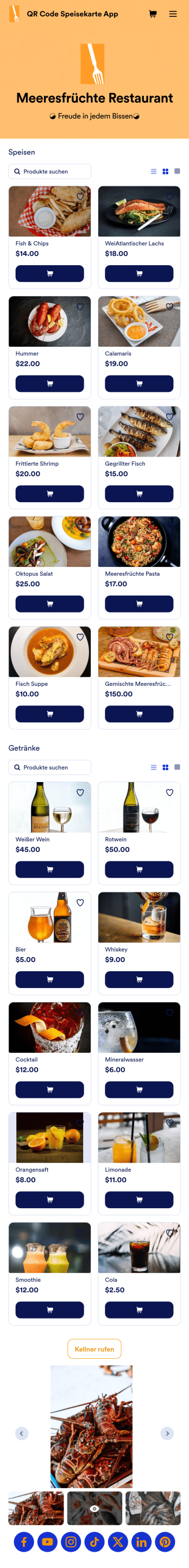 QR Code Speisekarte App