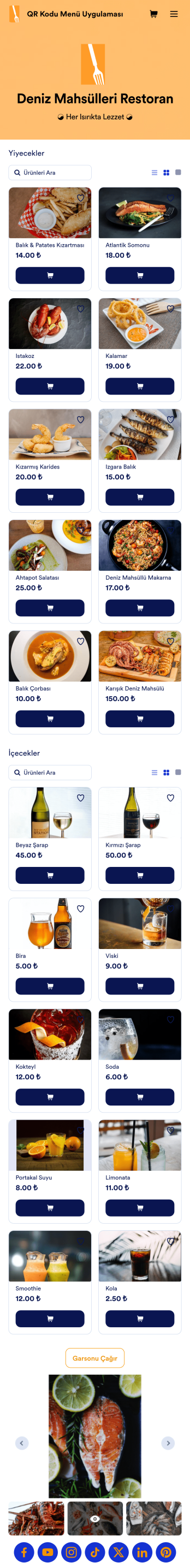 QR Kodu Menü Uygulama Șablonu