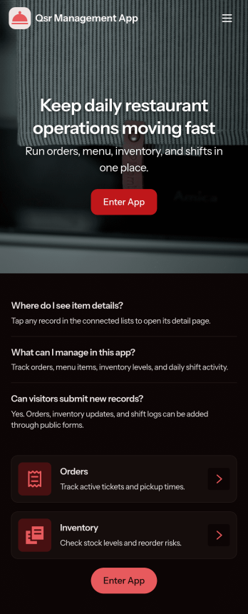 Qsr Management App Template