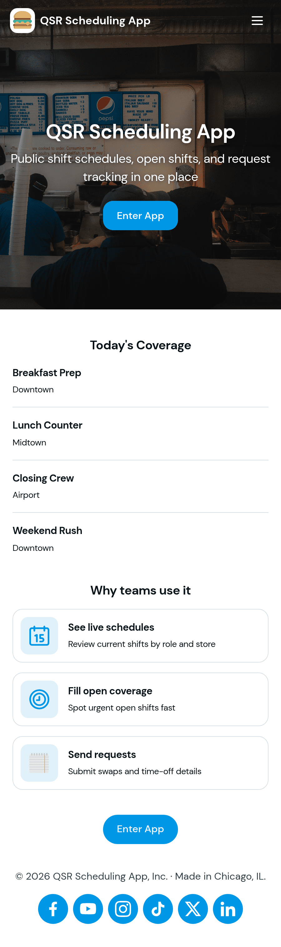 Qsr Scheduling App Template | Jotform