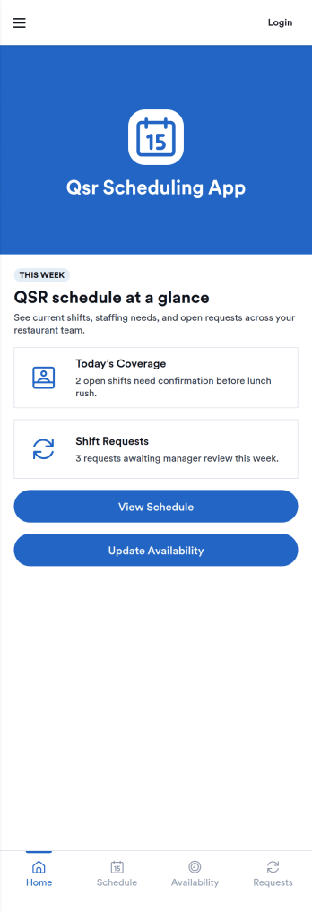 Qsr Scheduling App Template