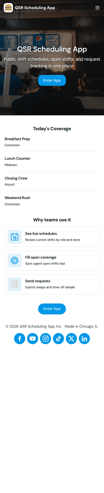 Qsr Scheduling App Template