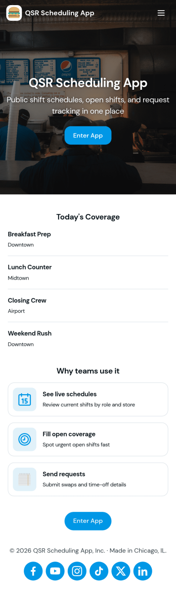 Qsr Scheduling App Template
