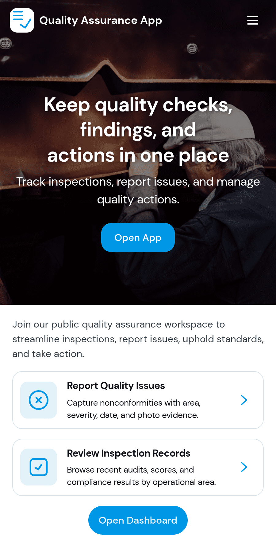 Quality Inspection App Example Quality Assurance App Template | Jotform