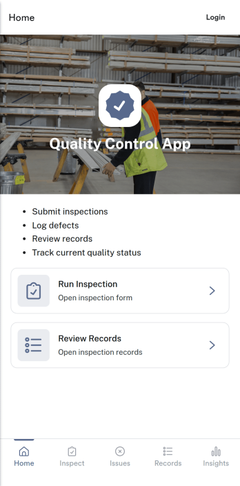 Quality Control App Template