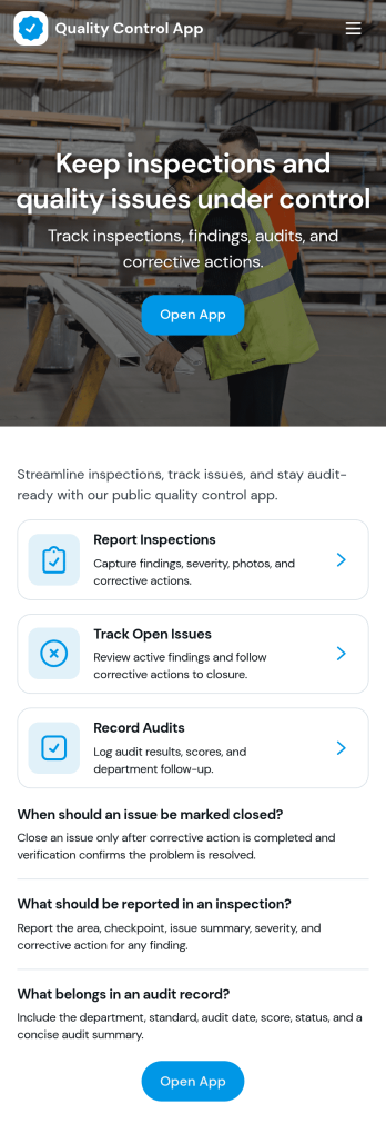 Quality Control App Template