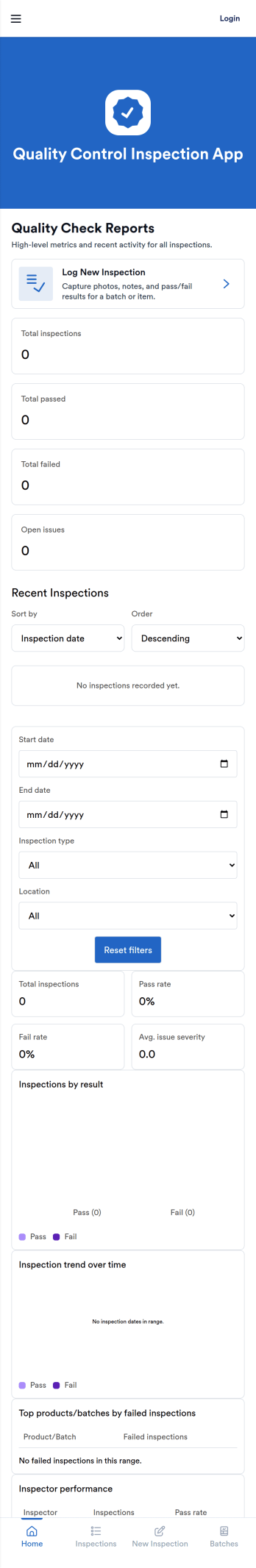 Quality Control Inspection App Template