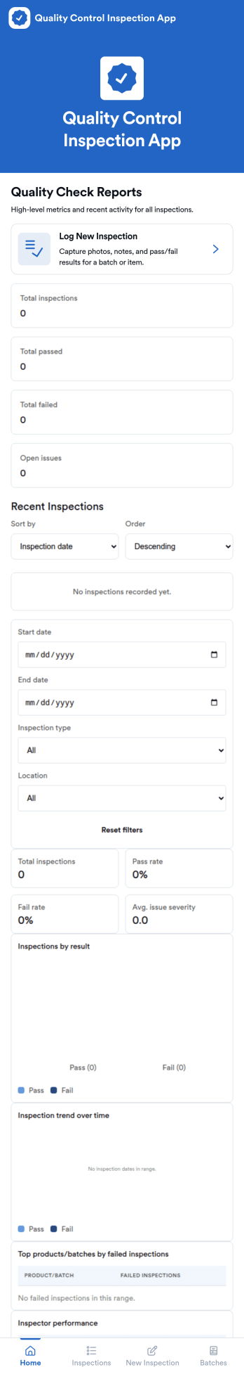 Quality Control Inspection App Template