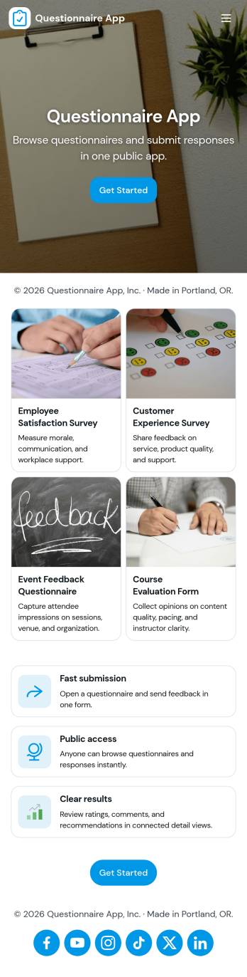 Questionnaire App Template