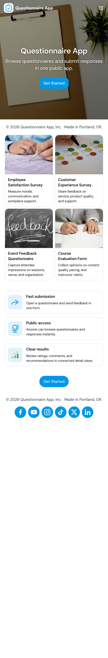 Questionnaire App Template