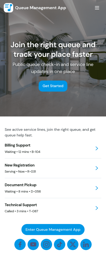 Queue Management App Template