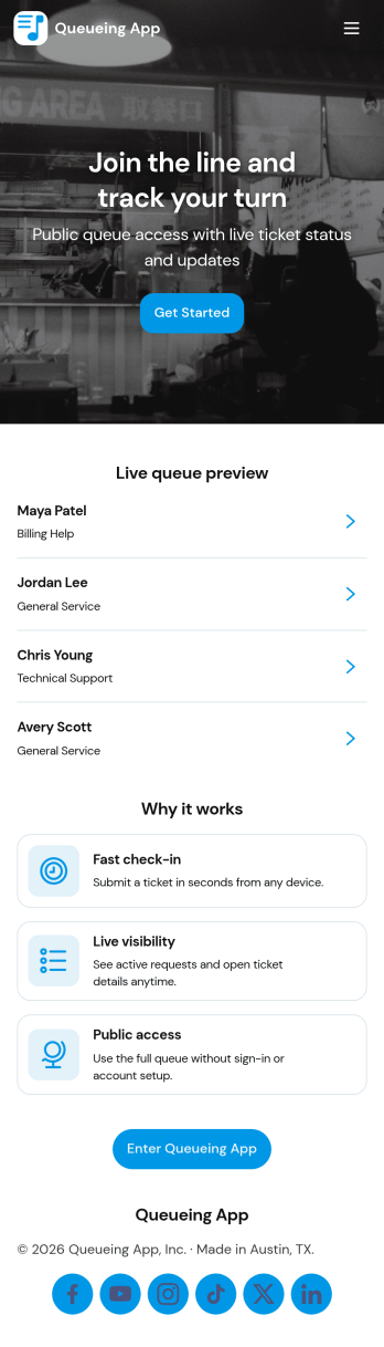 Queuing App Template
