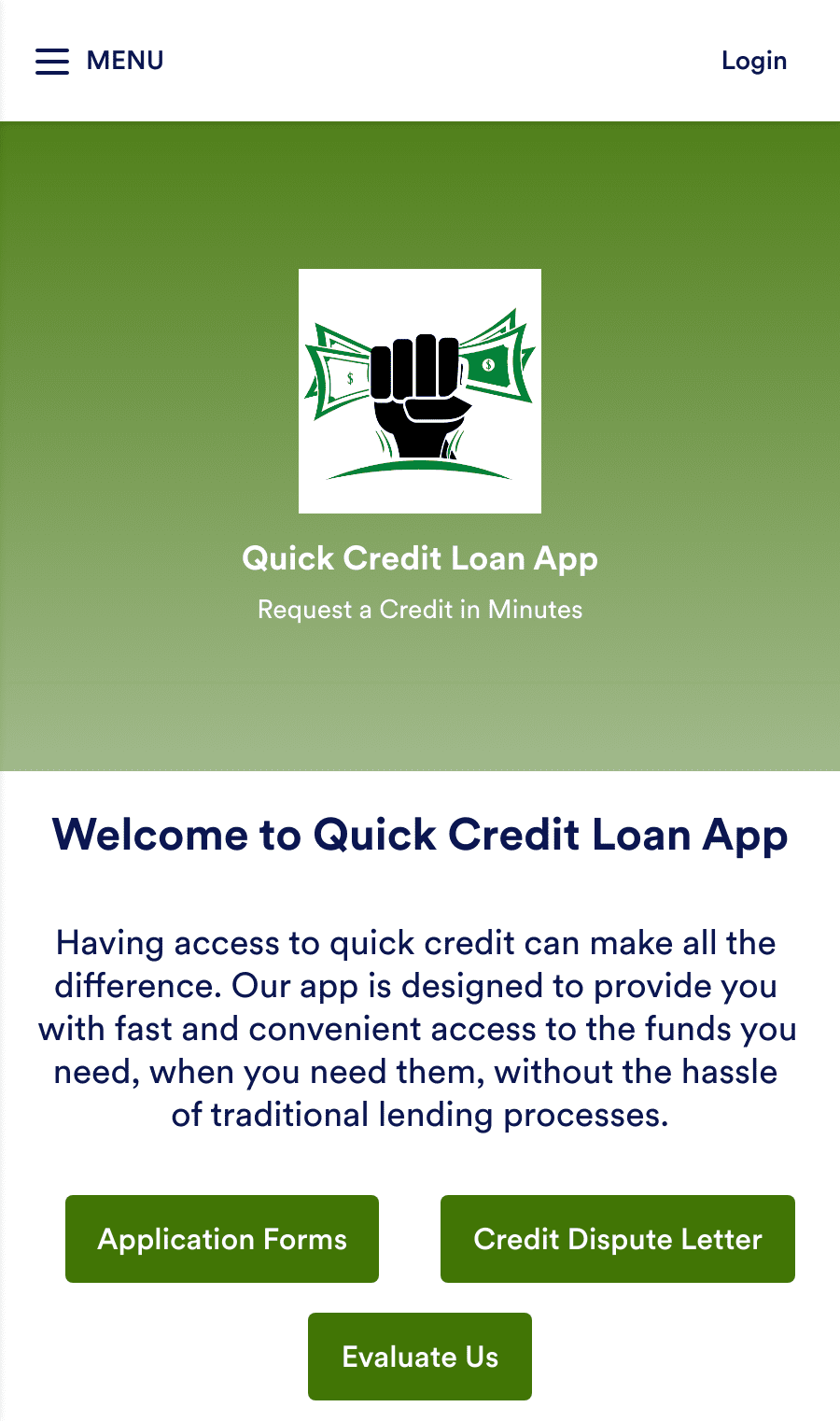 Quick Credit Loan App Template Jotform