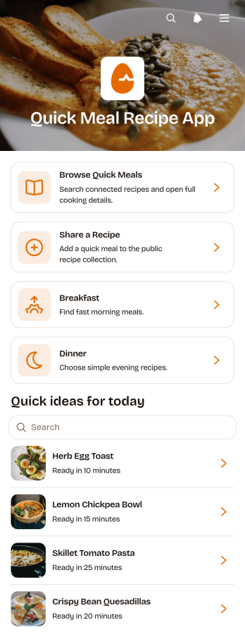 Quick Meal Recipe App Template