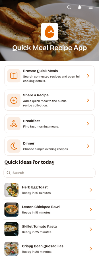 Quick Meal Recipe App Template