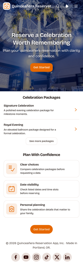 Quinceañera Reservation App Template