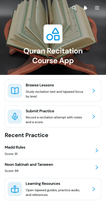 Quran Recitation Course App Template