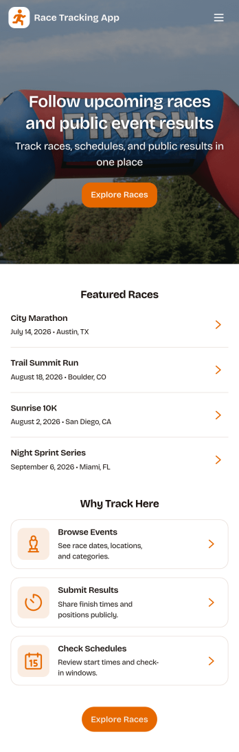 Race Tracking App Template