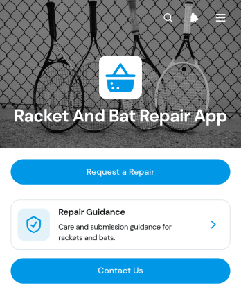 Racket And Bat Repair App Template