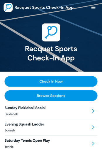 Racquet Sports Check-In App Template