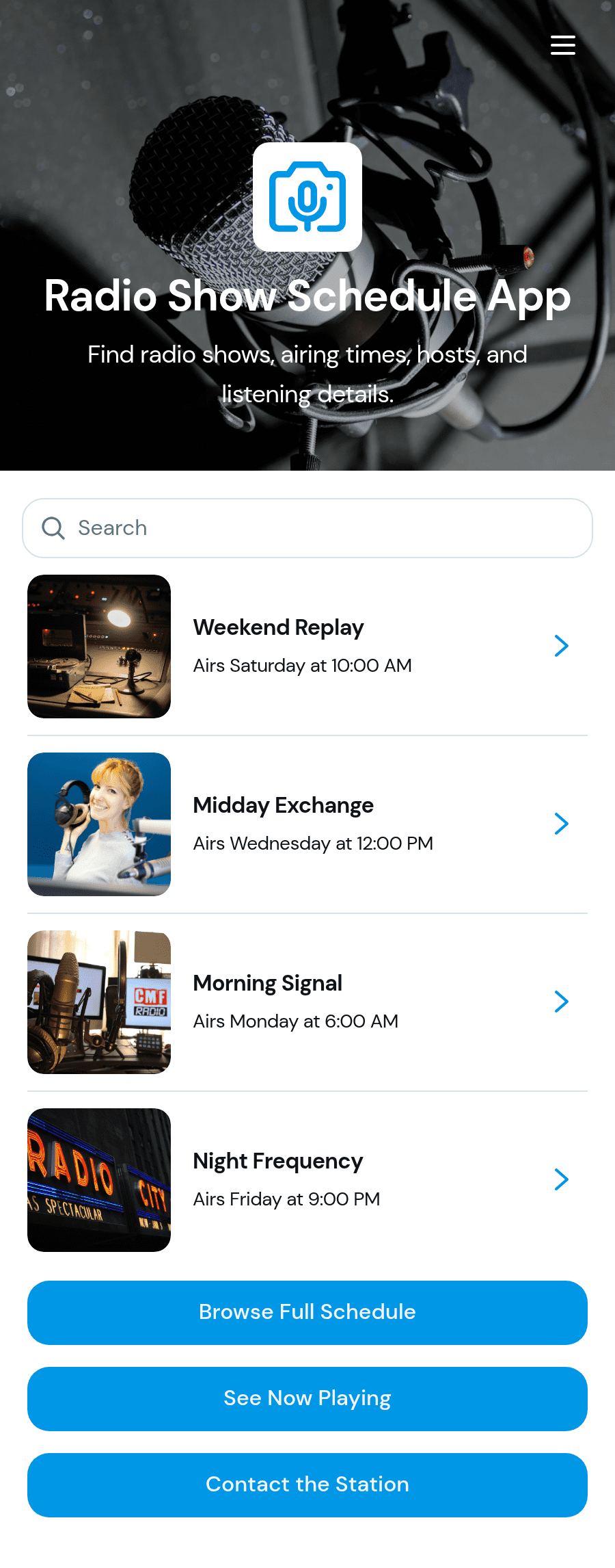 Radio Show Schedule App Template | Jotform