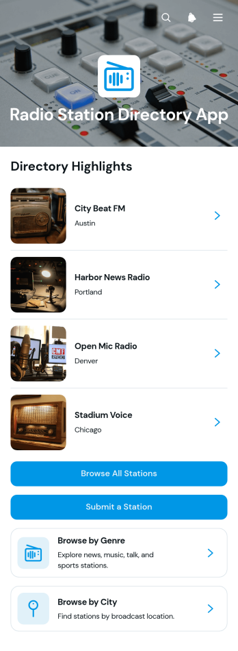 Radio Station Directory App Template