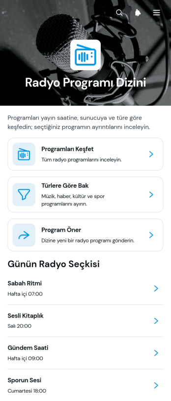 Radyo Programı Rehberi Uygulama Șablonu