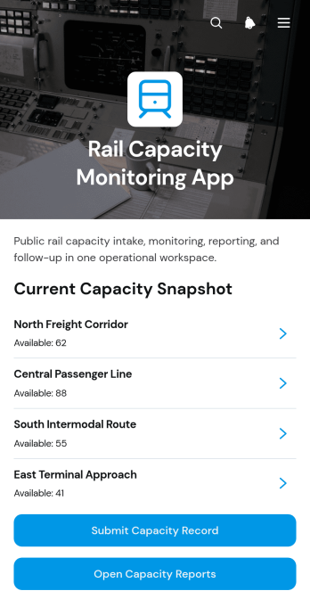 Rail Capacity Monitoring App Template