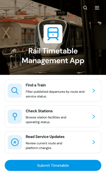 Rail Timetable Management App Template