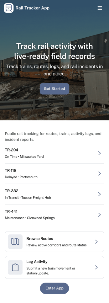 Rail Tracker App Template