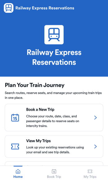 Railway Express Reservations App Template