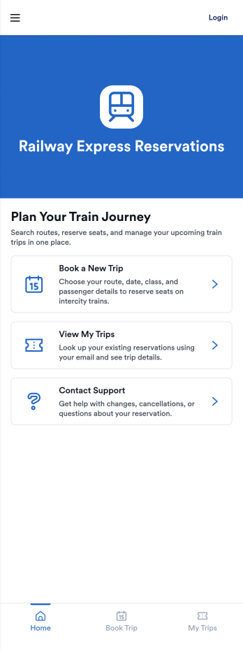 Railway Express Reservations App Template