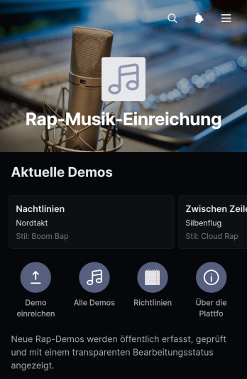 Rap-Musik-Einreichungs-App