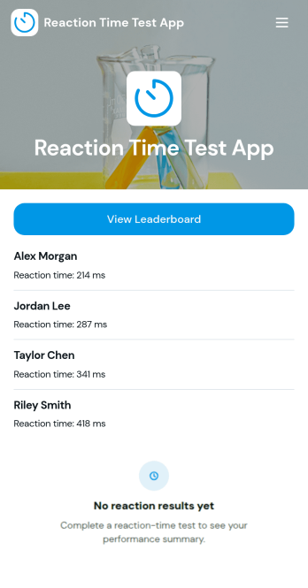 Reaction Time Test App Template