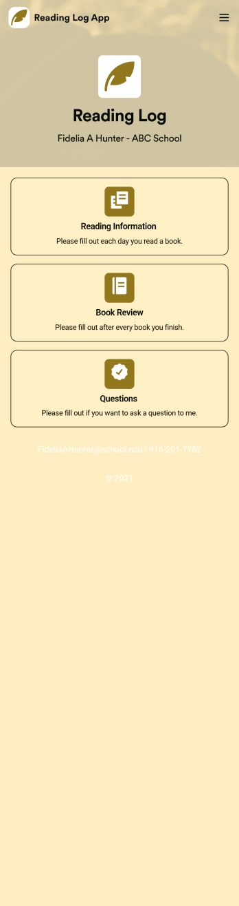 Reading Log App Template