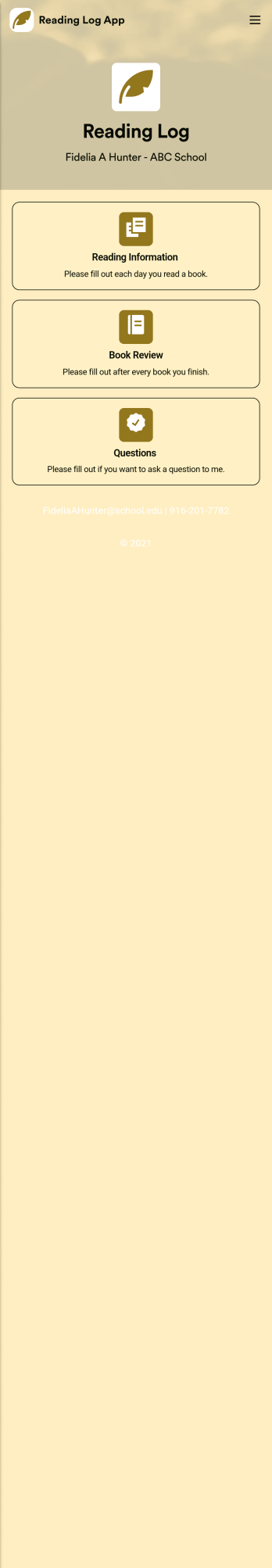 Reading Log App Template