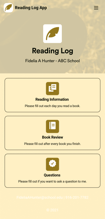 Reading Log App Template