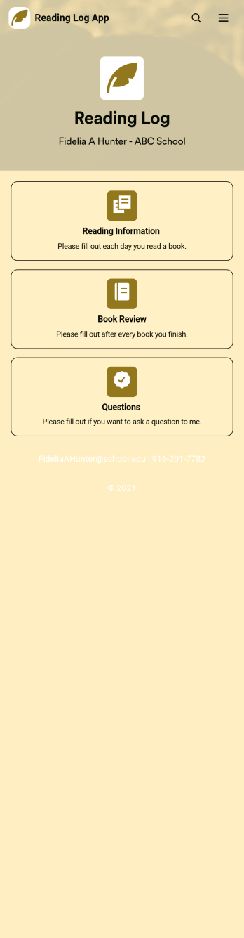 Reading Log App Template