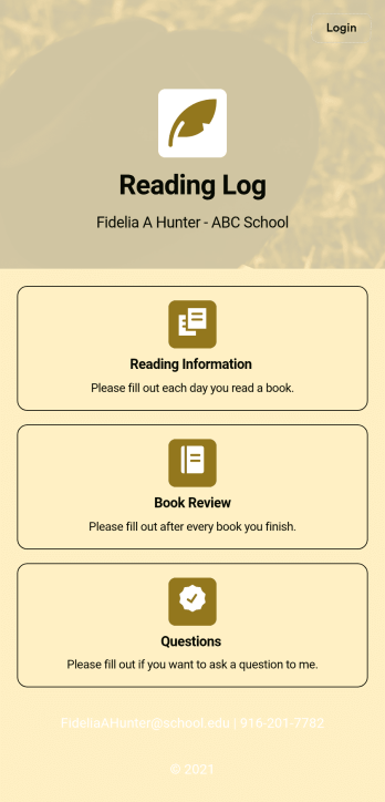 Reading Log App Template