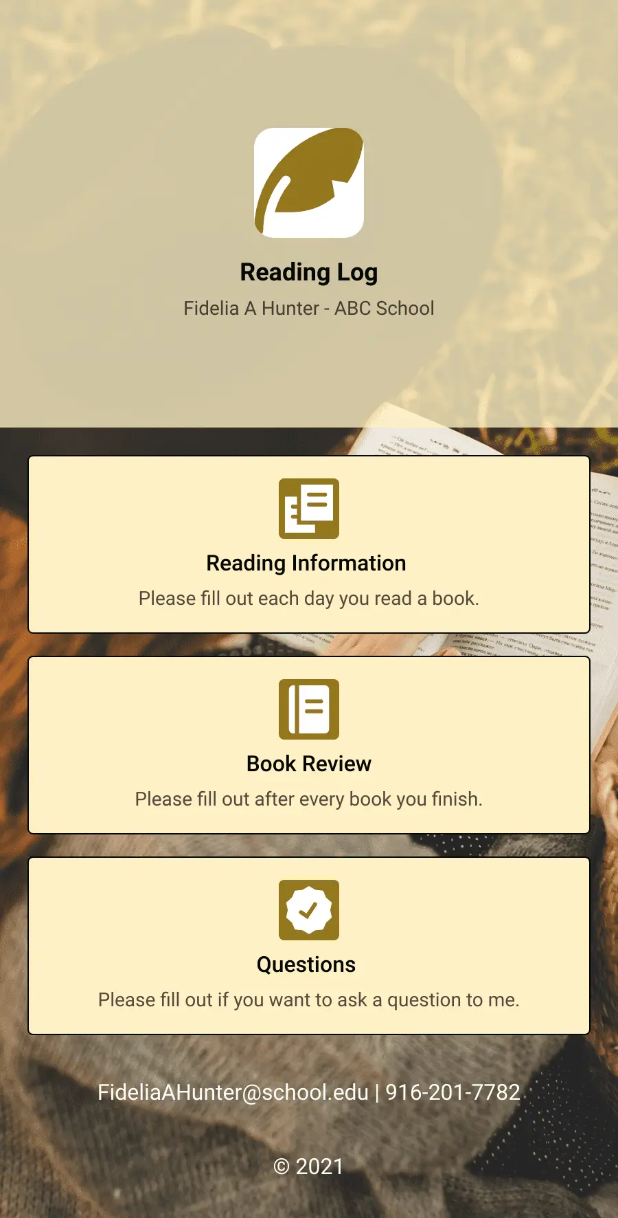 Reading Log App Builder Jotform App Templates