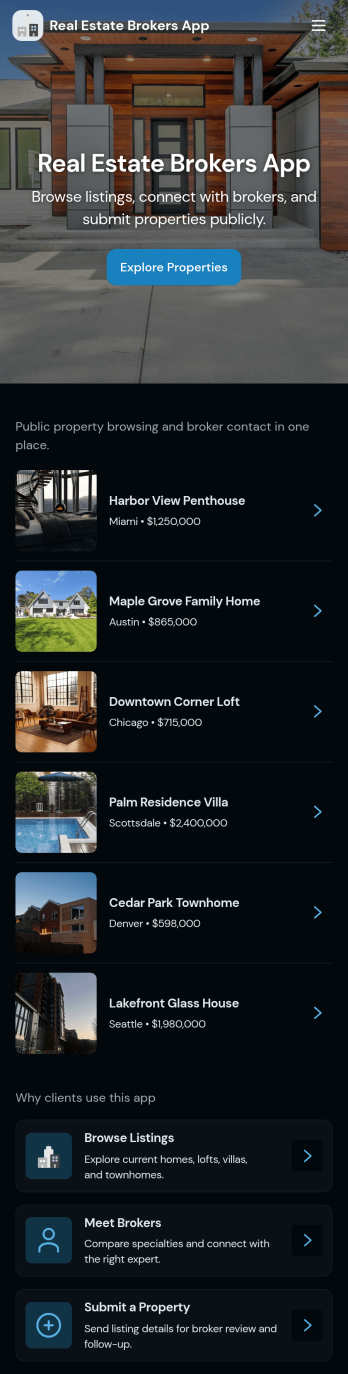 Real Estate Brokers App Template