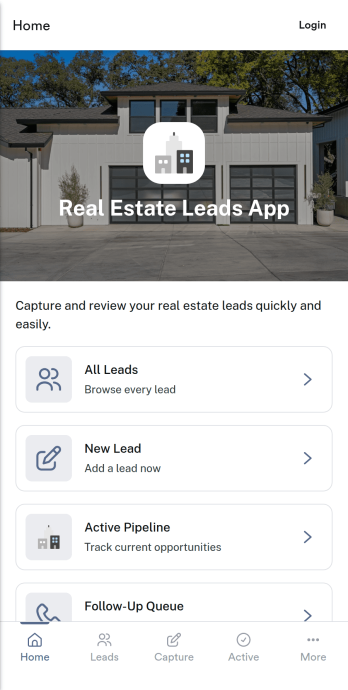 Real Estate Leads App Template