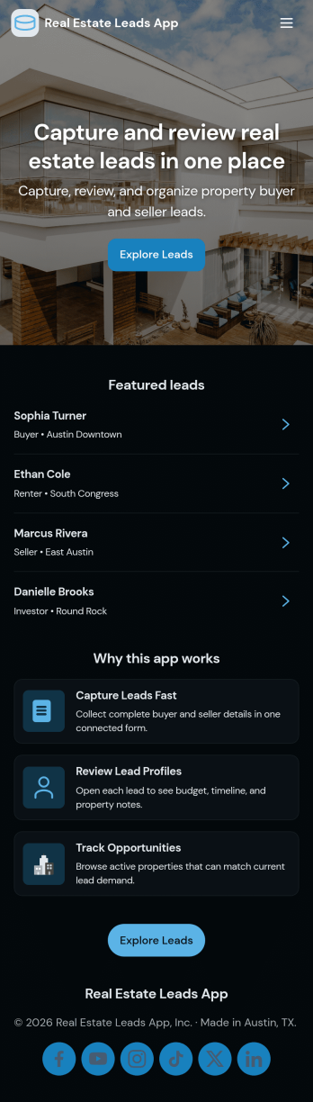 Real Estate Leads App Template