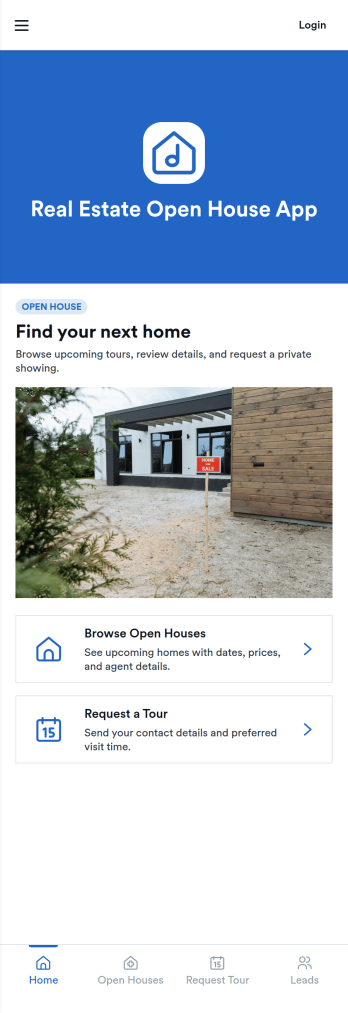 Real Estate Open House App Template